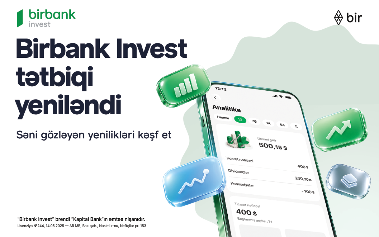 Birbank Invest yeniləndi - İnvestisiya portfelini idarə etmək daha rahat oldu